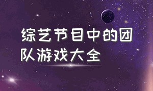 综艺节目中的团队游戏大全