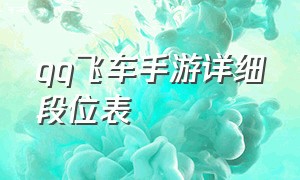 qq飞车手游详细段位表