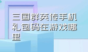 三国群英传手机礼包码在游戏哪里