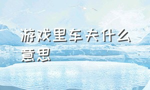 游戏里车夫什么意思