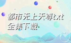 都市无上天尊txt全集下载