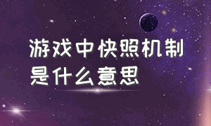 游戏中快照机制是什么意思