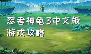 忍者神龟3中文版游戏攻略