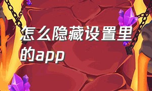 怎么隐藏设置里的app（怎么隐藏设置里的应用）