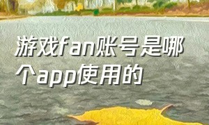 游戏fan账号是哪个app使用的