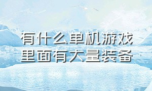 有什么单机游戏里面有大量装备