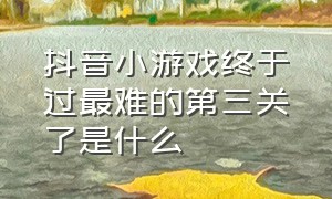 抖音小游戏终于过最难的第三关了是什么（抖音小游戏入口这关太难了）