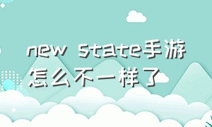 new state手游怎么不一样了