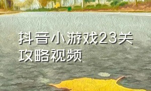 抖音小游戏23关攻略视频