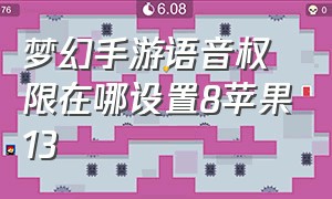 梦幻手游语音权限在哪设置8苹果13（ios梦幻手游不能听语音）