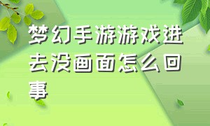 梦幻手游游戏进去没画面怎么回事