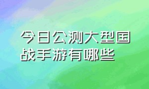 今日公测大型国战手游有哪些（今日公测大型国战手游有哪些）