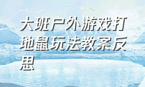 大班户外游戏打地鼠玩法教案反思