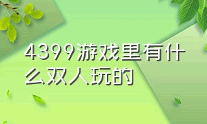 4399游戏里有什么双人玩的