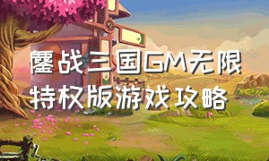 鏖战三国GM无限特权版游戏攻略