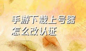 手游下载上号器怎么改认证（手游登号器密钥怎么申请）