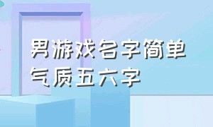 男游戏名字简单气质五六字