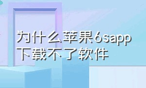 为什么苹果6sapp下载不了软件（苹果6s为什么下载不了软件怎么办）