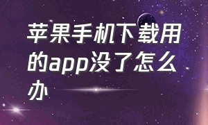 苹果手机下载用的app没了怎么办