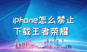 iphone怎么禁止下载王者荣耀