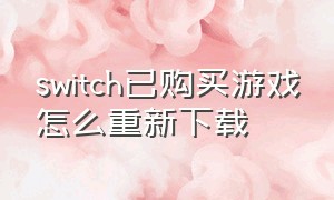 switch已购买游戏怎么重新下载