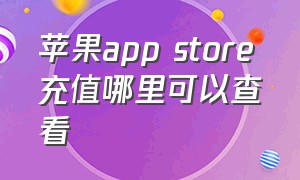 苹果app store充值哪里可以查看（苹果app store充值扣的是哪里的钱）