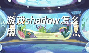 游戏shadow怎么用（shadow游戏怎么下载）