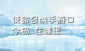 使命召唤手游口令码 在哪里（使命召唤手游口令输入的地方在哪）