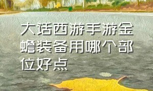 大话西游手游金蟾装备用哪个部位好点（大话西游手游金蟾装备怎么选择）