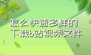 怎么快速多样的下载b站视频文件（怎么快速多样的下载b站视频文件）