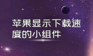 苹果显示下载速度的小组件（苹果能显示下载速度吗）