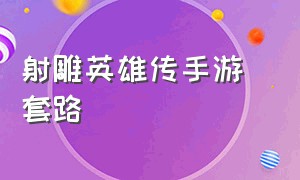 射雕英雄传手游 套路（射雕英雄传手游官网）