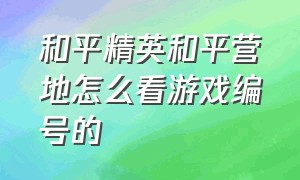 和平精英和平营地怎么看游戏编号的（和平精英营地怎么看游戏编号）