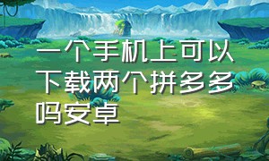 一个手机上可以下载两个拼多多吗安卓（苹果可以下载2个拼多多吗）