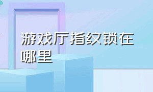 游戏厅指纹锁在哪里（游戏厅如何用钥匙打开锁闭的箱子）