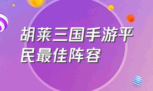 胡莱三国手游平民最佳阵容