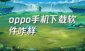 oppo手机下载软件咋样（oppo手机下载软件需要输入密码）