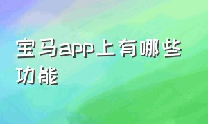 宝马app上有哪些功能（宝马专属app的功能有哪些）