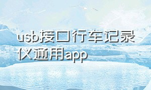 usb接口行车记录仪通用app（usb安卓行车记录仪app）