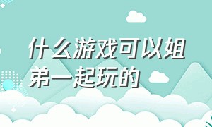 什么游戏可以姐弟一起玩的（姐弟游戏互动可以玩什么）