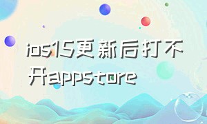 ios15更新后打不开appstore（ios15更新后打不开app store）