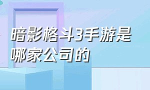 暗影格斗3手游是哪家公司的（暗影格斗3官方正版手游下载）