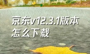 京东v12.3.1版本怎么下载（京东app下载2024版）