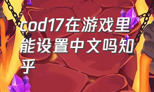 cod17在游戏里能设置中文吗知乎