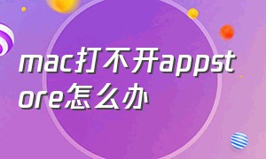 mac打不开appstore怎么办