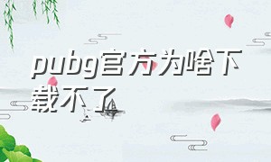 pubg官方为啥下载不了（pubg在官网为什么不能下载了）