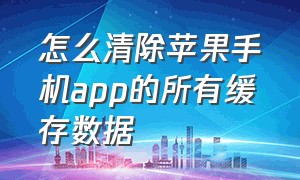 怎么清除苹果手机app的所有缓存数据