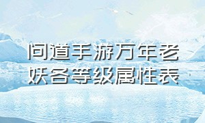 问道手游万年老妖各等级属性表