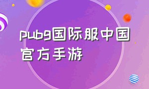 pubg国际服中国官方手游