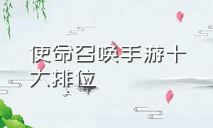 使命召唤手游十大排位（使命召唤战区手游）